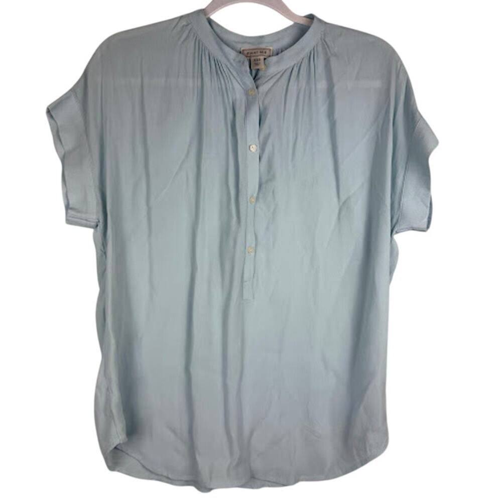 J.Crew Point Sur Baby Blue Short Sleeve Viscose Blouse Women’s XXS NWOT $78 MSRP